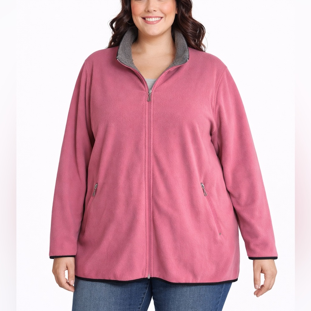Junonia Reversible Pink and Gray Zippered Fleece Sweatshirt Jacket. Size 2X